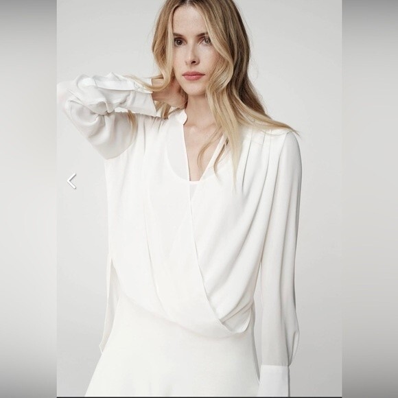 BCBGMaxaria JAKLYN DRAPED FRONT High- Low BLOUSE XS - Picture 1 of 9